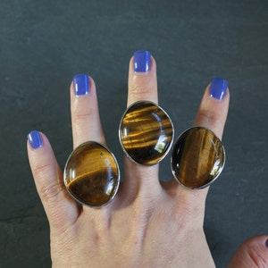 Silver Tiger Eye Ring, Tiger Eye Ring, Brown Tiger Eye, Gemstone Ring, Adjustable Ring, Stone of Protection, Tigers Eye Ring