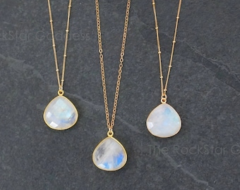 Moonstone Necklace, Gold Moonstone Necklace, Moonstone, Moonstone Jewelry, Gold Moonstone Jewelry, Rainbow Moonstone, June Birthstone