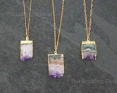 Gold Amethyst Necklace Amethyst Jewelry Amethyst Stalactite Amethyst Pendant Druzy Necklace