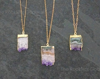 Amethyst Necklace, Gold Amethyst Necklace, Amethyst Pendant, Amethyst Stalactite, Amethyst Jewelry