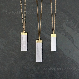 Selenite Necklace, Gold Selenite Necklace, Selenite Pendant, Raw Selenite,  Selenite Crystal, Gold Selenite, Selenite Jewelry