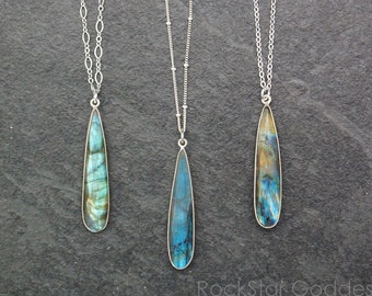 Silver Labradorite Necklace, Labradorite Jewelry, Labradorite Pendant, Sterling Silver Labradorite, Labradorite Pendant, Gift for Her