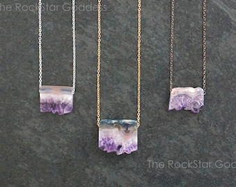 Amethyst Necklace, Gold Amethyst Necklace, Amethyst Pendant, Amethyst Stalactite, Amethyst Jewelry