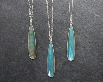 Silver Labradorite Necklace, Labradorite Jewelry, Labradorite Pendant, Sterling Silver Labradorite, Labradorite Pendant, Gift for Her