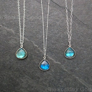 Silver Labradorite Necklace, Labradorite Pendant, Sterling Silver Labradorite, Labradorite Jewelry, Blue Labradorite, Gift for Her