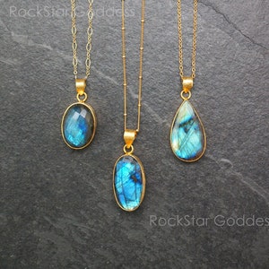 Gold Labradorite Necklace, Labradorite Pendant, Labradorite Jewelry, Labradorite Necklace, Green Labradorite, Blue Labradorite, Gift for Her