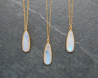 Moonstone Necklace, Gold Moonstone Necklace, Moonstone, Moonstone Jewelry, Gold Moonstone Jewelry, Rainbow Moonstone, June Birthstone