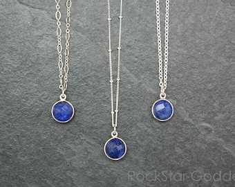 Blue Sapphire Sterling Silver Necklace: September Birthstone Jewelry