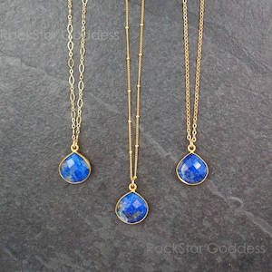 Gold Lapis Lazuli Necklace, Lapis Lazuli Necklace, Blue Lapis, Lapis Necklace, Lapis Pendant, Lapis Lazuli Jewelry, Anniversary Gift