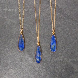 Gold Lapis Lazuli Necklace, Lapis Lazuli Necklace, Lapis Necklace, Lapis Pendant, Lapis Lazuli Jewelry, Anniversary Gift, Gift for Wife
