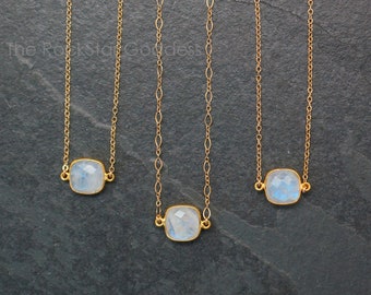 Gold Moonstone Necklace, Moonstone Necklace, Rainbow Moonstone Necklace,  Moonstone Jewelry, Moonstone Choker