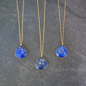 Lapis Necklace, Gold Lapis Lazuli Necklace, Lapis Lazuli Necklace, Lapis Pendant, Lapis Lazuli Jewelry, Anniversary Gift, Gift for Wife