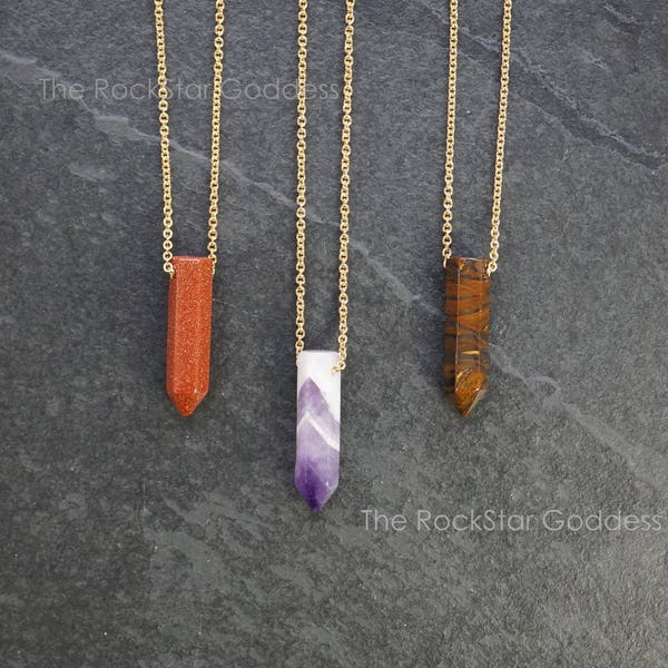 Mens Gemstone Necklac, Mens Gold Necklace, Mens Crystal Necklace, Mens Amethyst Necklace, Mens Quartz Necklace, Mens Jewelry