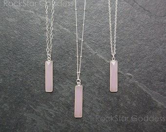 Rose Quartz Necklace, Silver Rose Quartz Jewelry, Rose Quartz Crystal Necklace, Pink Crystal Necklace, Genuine Rose Quartz, Gift for Her