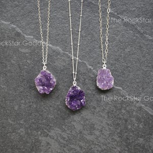 Silver Amethyst Necklace, Amethyst Jewelry, Druzy Necklace, Amethyst Crystal, Amethyst Druze, Silver Amethyst Pendant, Amethyst Gemstone