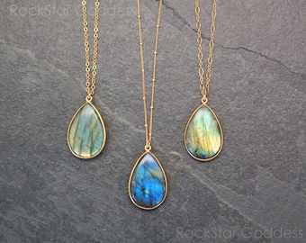 Gold Labradorite Necklace, Labradorite Pendant, Labradorite Jewelry, Labradorite Necklace, Green Labradorite, Blue Labradorite, Gift for Her