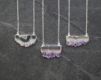 Silver Amethyst Necklace, Silver Amethyst Pendant, Silver Amethyst Jewelry, Amethyst Stalactite, Amethyst Crystal, Amethyst Necklace