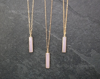 Collier en quartz rose, bijoux en quartz rose en or, collier en cristal de quartz rose, collier en cristal rose, quartz rose véritable, cadeau pour elle