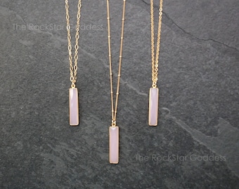 Rose Quartz Necklace, Gold Rose Quartz Jewelry, Rose Quartz Crystal Necklace, Pink Crystal Necklace, Genuine Rose Quartz, Gift for Her