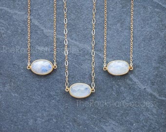 Moonstone Necklace, Gold Moonstone Necklace, Moonstone, Moonstone Jewelry, Gold Moonstone Jewelry, Rainbow Moonstone, June Birthstone