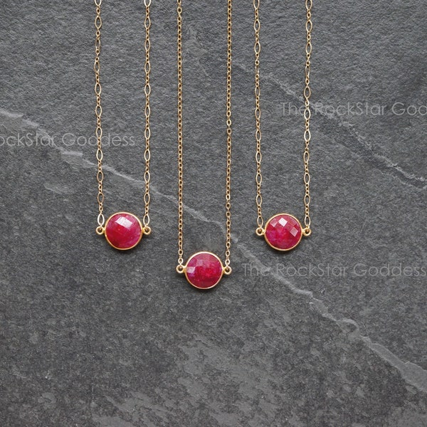 Ruby Necklace, Gold Ruby Necklace, Ruby Gemstone, July Birthstone, Ruby Jewelry, Ruby Pendant, Custom Length Chain, Gemstone Necklace