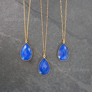 Gold Lapis Necklace , Lapis Necklace, Lapis Lazuli Necklace, Lapis Pendant, Lapis Lazuli Jewelry,  Anniversary Gift, Gift for Wife