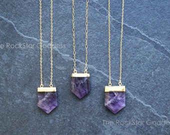 Amethyst Gemstone Necklace,  Amethyst Crystal, Gold Amethyst Necklace, Amethyst Pendant, Amethyst Jewelry, February Birthstone, Gift for Her