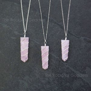 Rose Quartz Necklace, Rose Quartz Crystal Necklace,  Silver Rose Quartz Pendant, Rose Quartz Crystal Necklace, Pink Crystal Necklace