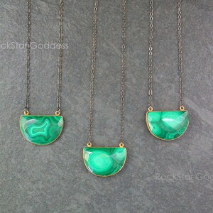 Malachite Necklace, Gunmetal Malachite Necklace, Malachite Pendant, Malachite Jewelry, Malachite Crystal Necklace, Genuine Malachite