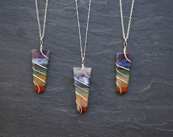Chakra Pendant  / Chakra Necklace / Silver Chakra Pendant / 7 Chakra / Chakra Gemstone / Chakra Jewelry / Silver Chakra Pendant