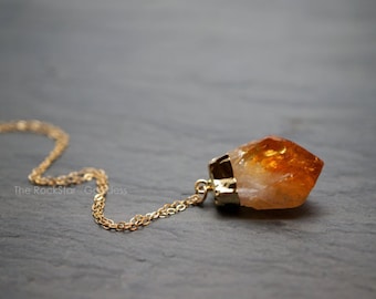 Citrine Necklace, Raw Citrine Necklace, Gold Citrine Necklace, Citrine Crystal Necklace, Crystal Necklace, Citrine Jewelry