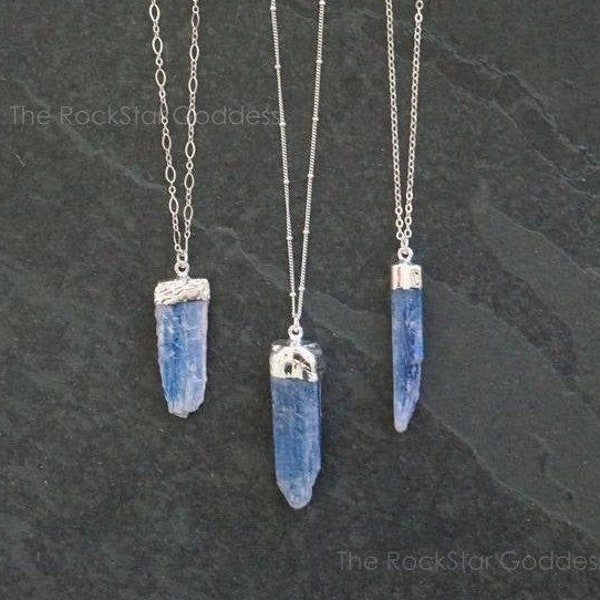Silver Kyanite Necklace, Blue Kyanite Pendant, Kyanite Jewelry, Blue Kyanite,  Kyanite Necklace, Kyanite Pendant, Natural Kyanite