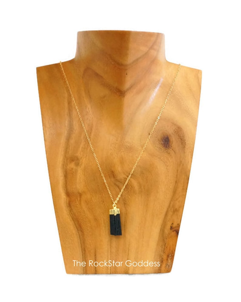 Tourmaline Necklace, Gold Tourmaline Necklace, Black Tourmaline Necklace, Raw Tourmaline Necklace, Tourmaline Pendant, Tourmaline Jewelry image 3