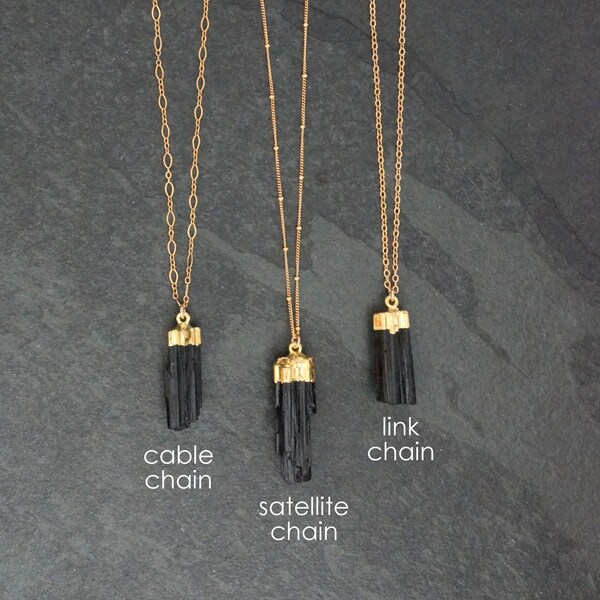 Black Tourmaline Necklace / Raw Tourmaline Necklace / image 1