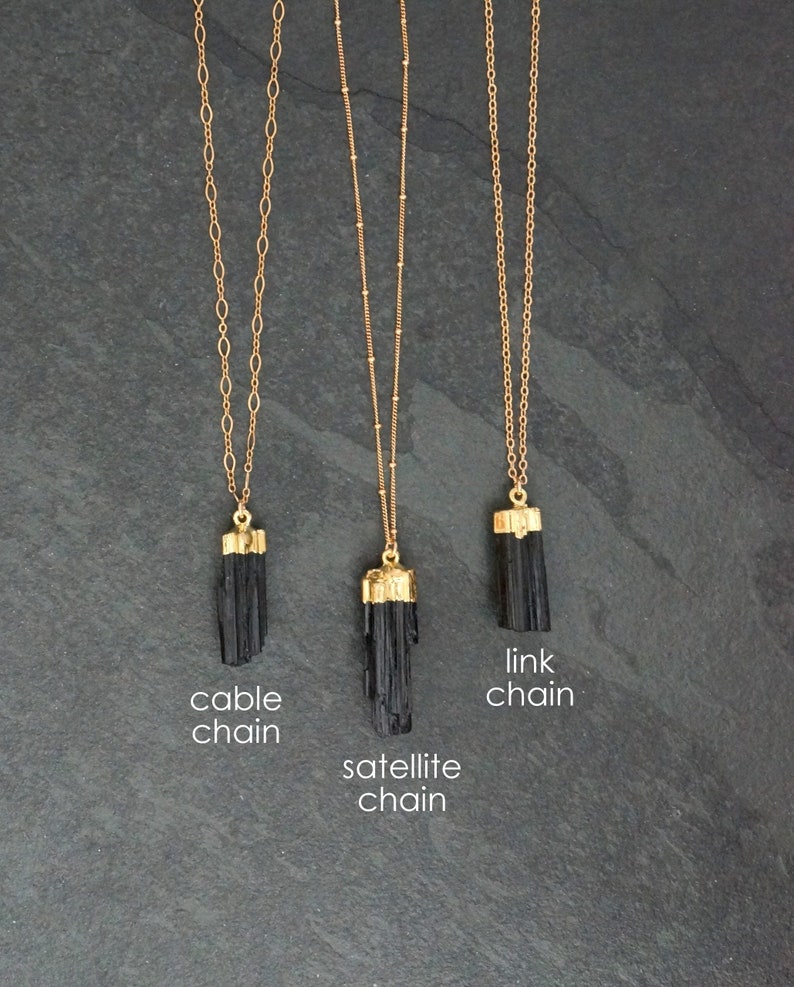 Tourmaline Necklace, Gold Tourmaline Necklace, Black Tourmaline Necklace, Raw Tourmaline Necklace, Tourmaline Pendant, Tourmaline Jewelry image 2