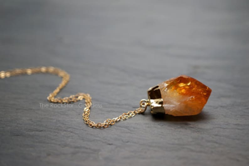 Gold Citrine Necklace / Raw Citrine Necklace / Citrine Crystal Necklace / November Birthstone 