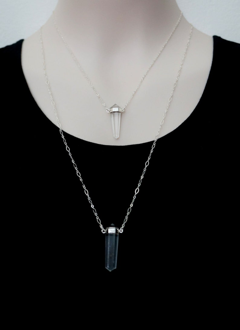 Quartz Necklace, Silver Quartz Pendant, Quartz Crystal Pendant, Silver Quartz Jewelry, Natural Quartz Necklace, Silver Quartz Jewelry image 2