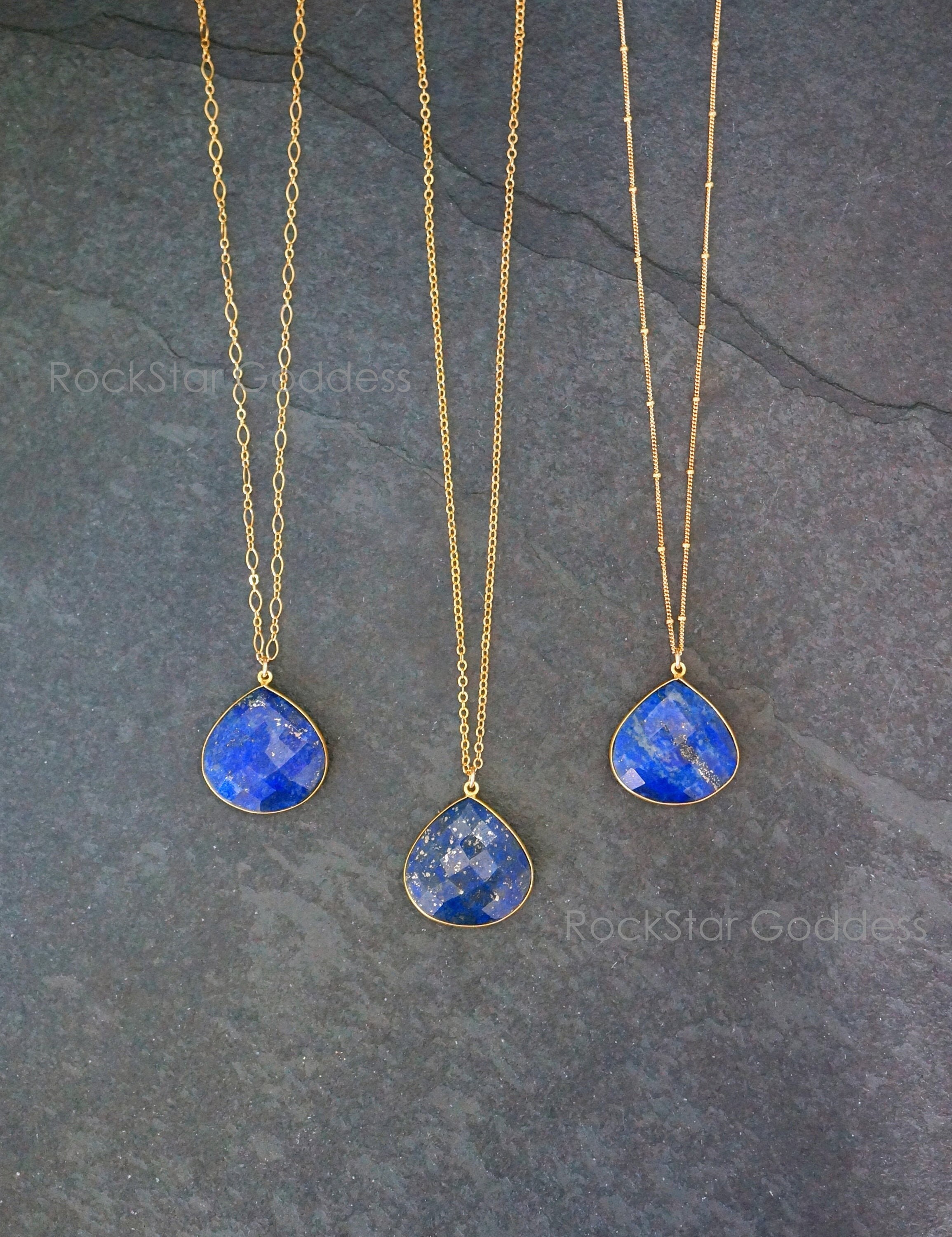 Gold Lapis Lazuli Necklace / Lapis 