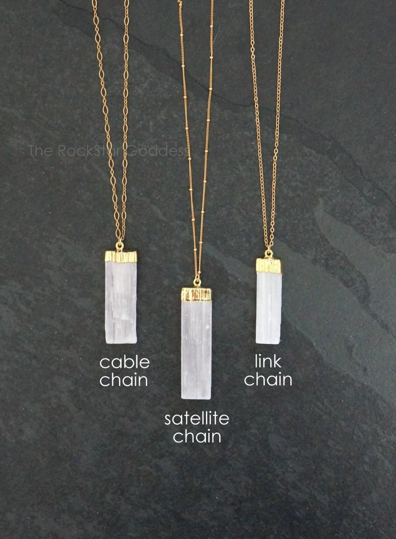 Selenite Necklace, Gold Selenite Necklace, Selenite Pendant, Raw Selenite, Selenite Crystal, Gold Selenite, Selenite Jewelry image 2