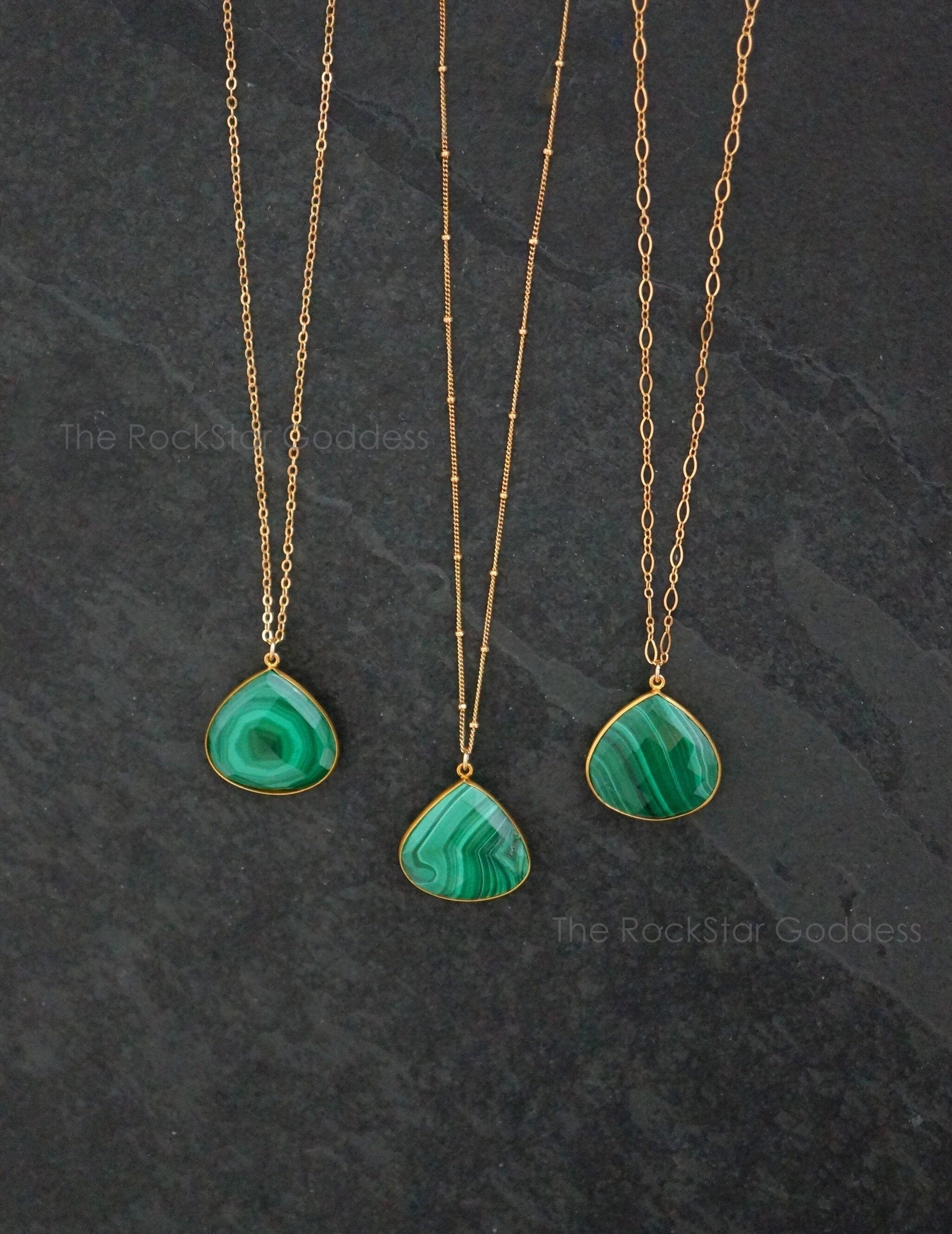 Gold Malachite Necklace / Malachite 
