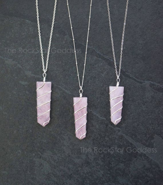 Silver Rose Quartz Necklace Pendant Crystal - Rose Quartz Pendant Silver Rose Quartz Necklace Pendant Crystal - Rose Quartz Pendant