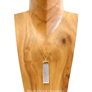 Selenite Necklace, Gold Selenite Necklace, Selenite Pendant, Raw Selenite, Selenite Crystal, Gold Selenite, Selenite Jewelry image 3