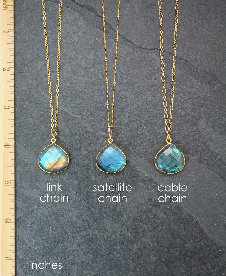 Gold Labradorite Necklace, Labradorite Pendant, Labradorite Jewelry, Labradorite Necklace, Blue Labradorite, Labradorite Flash, Gift for Her image 2