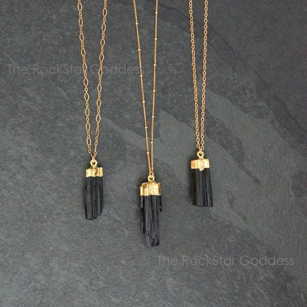 Tourmaline Necklace, Gold Tourmaline Necklace, Black Tourmaline Necklace, Raw Tourmaline Necklace, Tourmaline Pendant, Tourmaline Jewelry