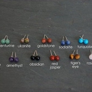 Gemstone Studs, 6mm earrings, 6mm Studs, Gemstone Earrings, Stud Earrings, Obsidian Studs, Turquoise Studs, Amethyst Studs, Sodalite Studs