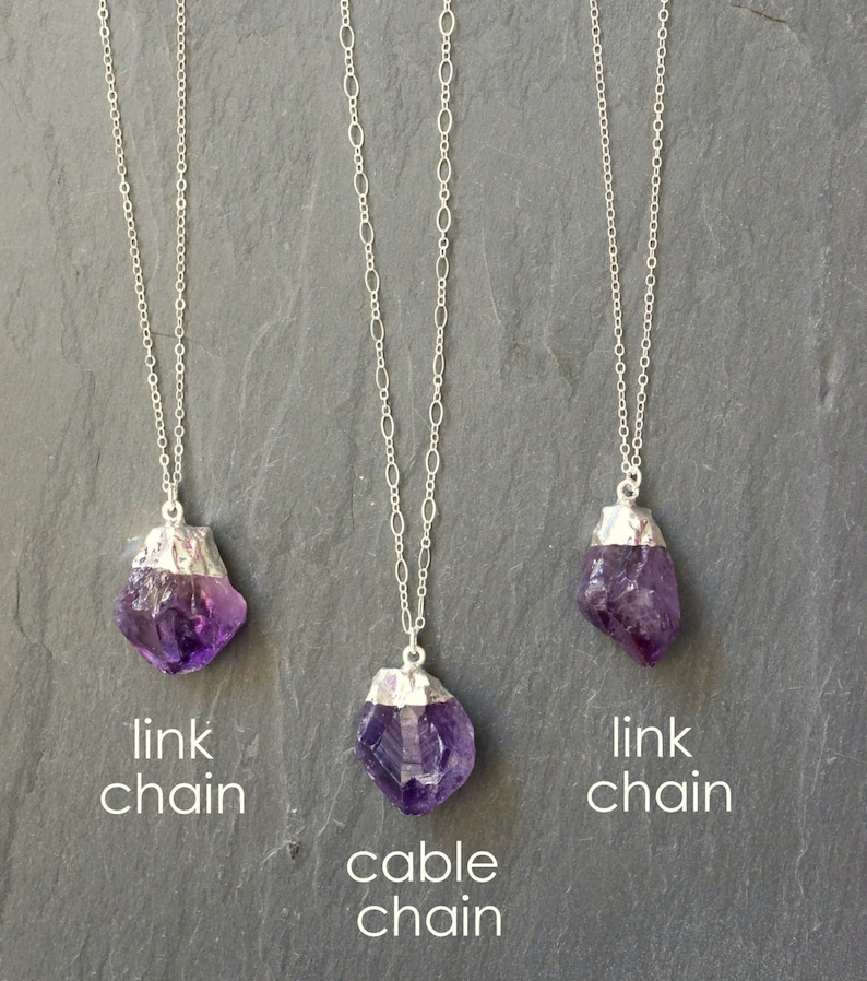amethyst crystal necklace sterling silver