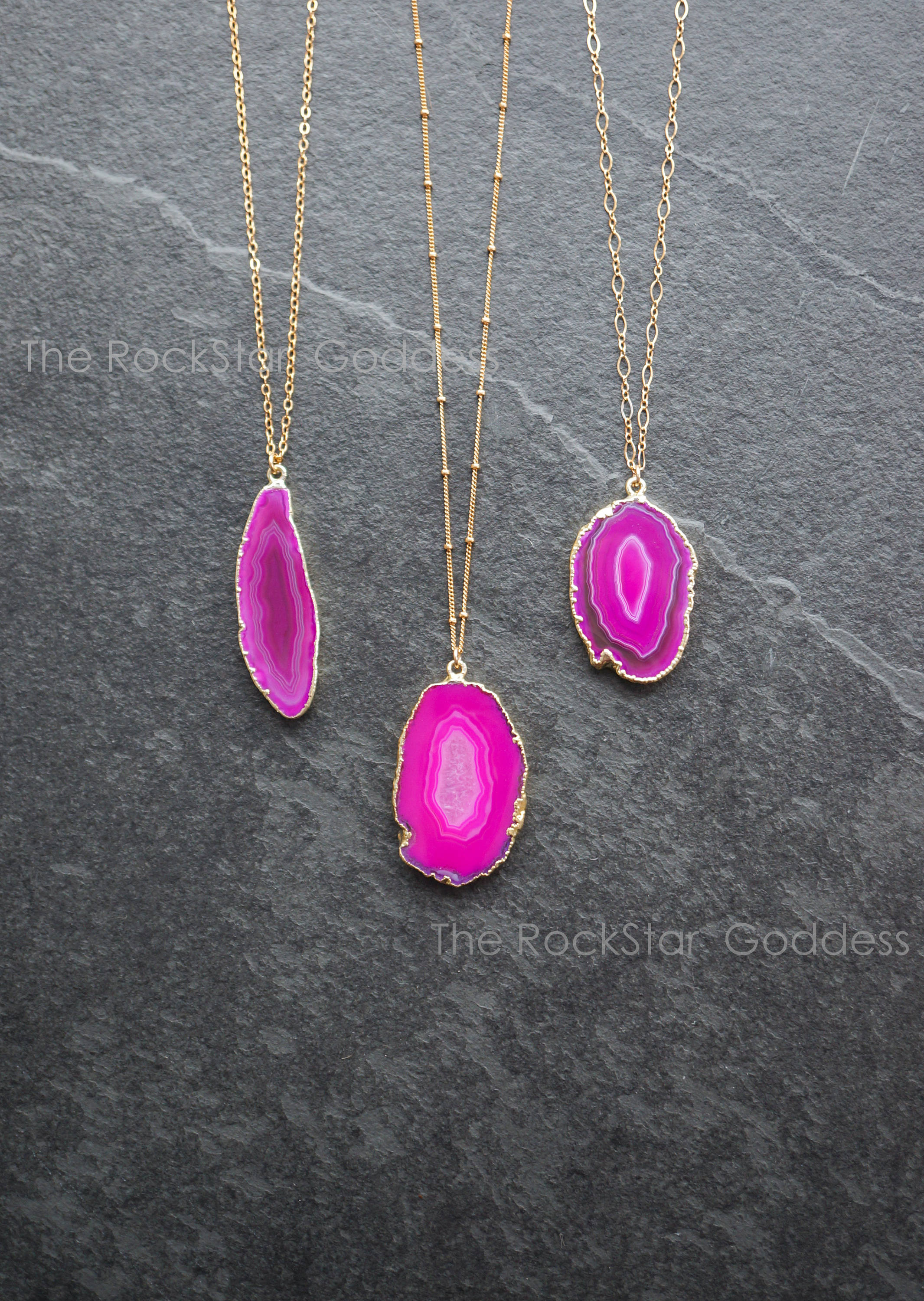 Druzy Necklace / Agate Necklace / Pink 
