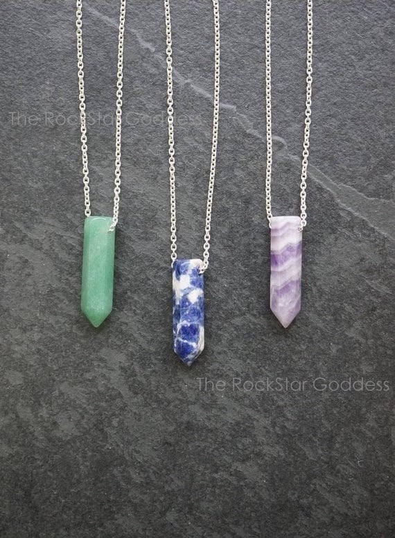 Mens Gemstone Necklace, Mens Silver Necklace, Mens Crystal Necklace, Mens Amethyst Necklace, Mens Quartz Necklace, Mens Jewelry
