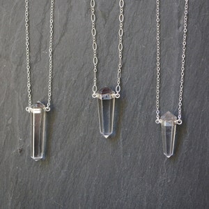Quartz Necklace, Silver Quartz Pendant, Quartz Crystal Pendant, Silver Quartz Jewelry, Natural Quartz Necklace, Silver Quartz Jewelry
