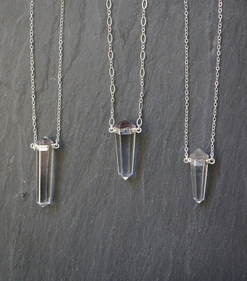 Quartz Necklace, Silver Quartz Pendant, Quartz Crystal Pendant, Silver Quartz Jewelry, Natural Quartz Necklace, Silver Quartz Jewelry image 1